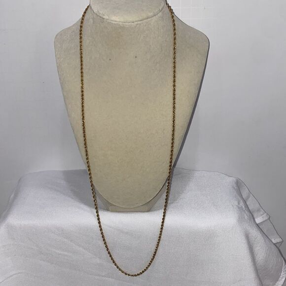 Mens Ladies 1/10th 10K Yellow Gold  Rope Chain Necklace 30" Length - Picture 3 of 10